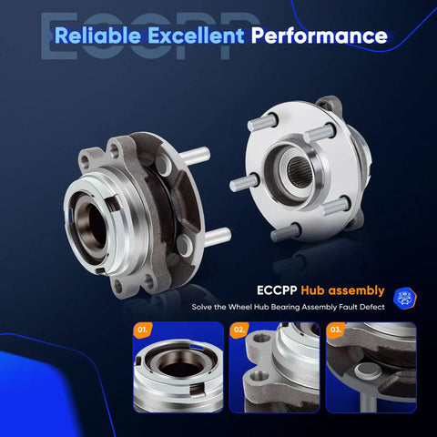 Front Wheel Hub Bearing Assembly For Nissan Altima 2007 Through 2013 2.5L FWD Left And Right Pair OE 513294 ABS Compatible