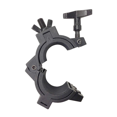 O-clamp 1.5 inch plastic wrap-around clamp, black, 360-degree mounting on pipe/truss