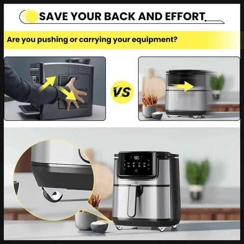 Appliance on counter with Eight Half Inch Mini Fixed Caster Wheels With Screws, Low Profile Non Swivel Castors visible for easy movement.