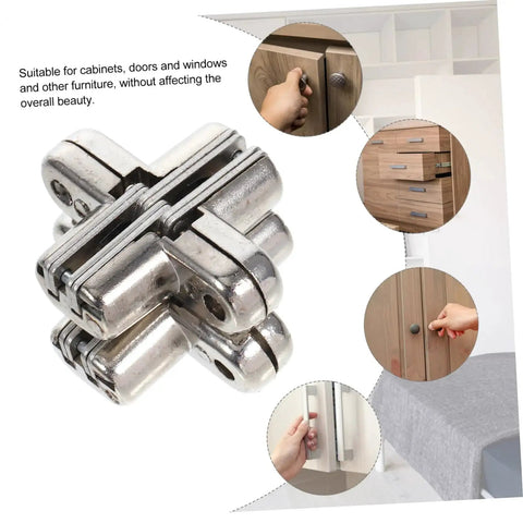 Hidden Zinc Alloy Cabinet Door Hinges 2 Piece Set Thick Design Heavy Duty For Furniture Repair Wardrobes And Folding Tables