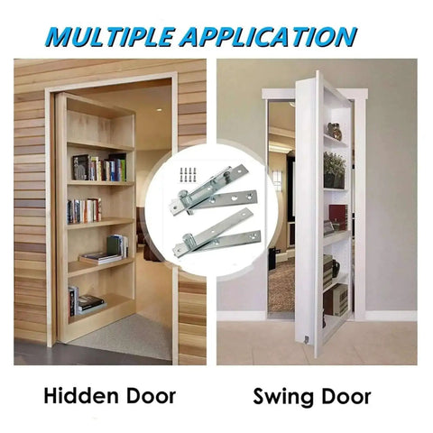 Heavy Duty Hidden Pivot Door Hinge Kit 360 Degree Rotation Stainless Steel For Secret Doors And Bookshelves displayed in hidden and swing doors