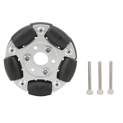 Omni Directional Robot Wheel 60mm Aluminum Alloy Replacement Wheel With 360 Degree Free Rolling And 10 Rubber Rollers For Anti Slip