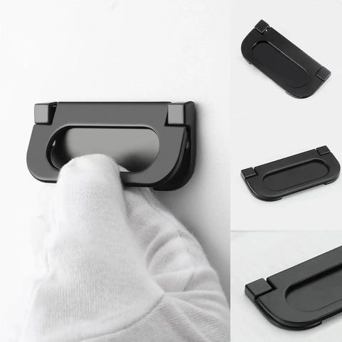2 Pack Flush Pull Handles Black Concealed Installation Invisible Flip Drawer Pulls for Cabinets and Furniture Durable Zinc Alloy