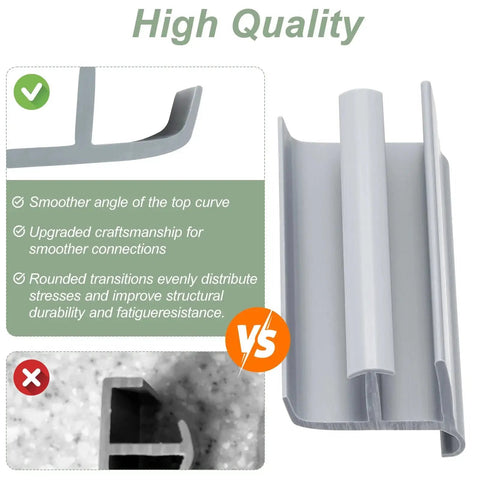 Gray Shower Door Bottom Track Two Pack, Single-Sided Channel With Widths Half Inch And Three-Eighths Inch, PVC Material