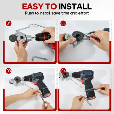 Step-by-step installation of Metal Nibbler Drill Attachment Turn Your Power Drill Into A Pro Level Sheet Metal Cutter With A Double Cut Design