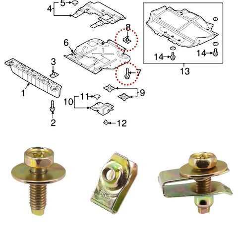 Heavy Duty 20x M6 1.0 Car Body Bolts With 10mm Hex Head And 17mm Washer Plus 20x U Nuts Clips Under Tray Splash Shield Fasteners