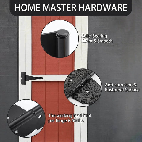 8 Inch Heavy Duty Decorative T Strap Hinge Rustproof Iron Black Gate Hinge With Screws For Storage Sheds Gates Barns demonstrated on gate