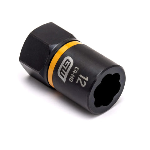 Close-up of socket from Seven Piece Metric Bolt Biter Extraction Socket Set With One Quarter And Three Eighths Inch Drive