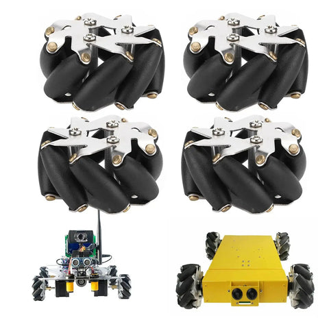 Heavy Duty 48mm Steel Mecanum Wheel Set for Robot Cars and RC Projects, 4 Pcs Left and Right Omni Wheels, Model 14209 Compatible