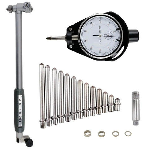 Dial Indicator Bore Gauge 2 To 6 Inch Range With 0.001 Inch Accuracy, 6 Inch Stem, Carbide Anvils, precision tool with accessories