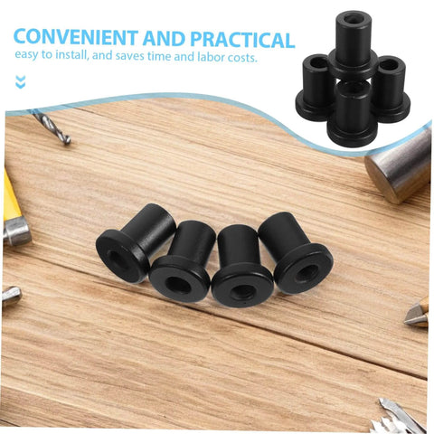 4 Pack Heavy Duty Carbon Steel Barn Door Track Clamps That Are Easy To Install Sliding Track Spacers in black, on wood surface