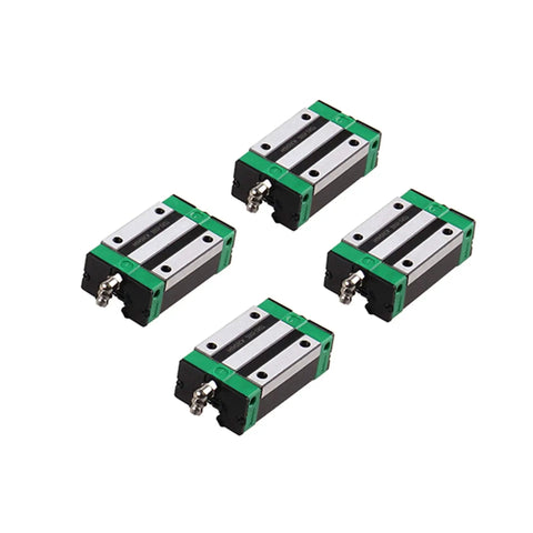 Four HGH20CA carriage bearing blocks for 1000mm HGR20 square linear guide rail, ideal for CNC routers, lathes, and mills.