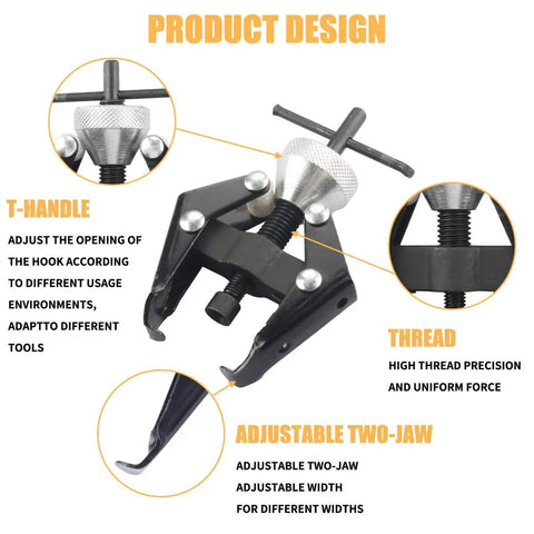 Battery Terminal And Wiper Arm Puller Tool, Heavy Duty Post Clamp Removal Device with adjustable two-jaw and thread