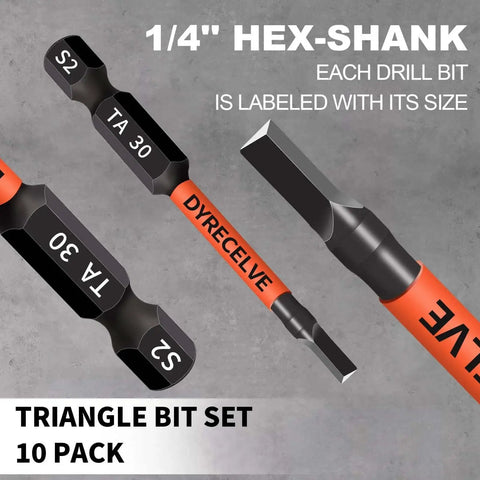 Professional Grade Triangle Screwdriver Set By Dyrecelve With Magnetic Head And S2 Steel Triangle Bits 2.56 Inch Long 1/4 Inch Hex Shank Includes TA12 TA14 TA16 TA18 TA20 TA23 TA25 TA27 Dual Pack TA30 For Pro And DIY Projects
