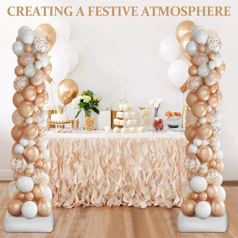 Adjustable Balloon Pillar Kit Set 4 With Stable Bases For Indoor Outdoor Events in festive table setting