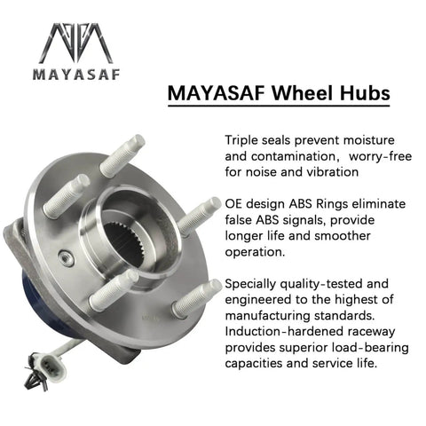 Front wheel hub bearing assembly axle 5-lug w/ ABS fits Chevy Impala Monte Carlo Venture, product features detailed text