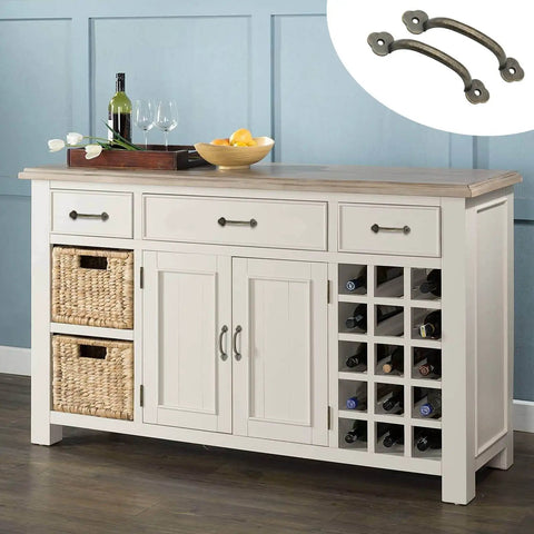 12 Pack Barn Door Handles Rustic Gate Pulls Bronze Metal Hardware Includes 24 Screws For Cabinet Garage Closet Drawer Fence Indoors Outdoors, 4 Inch Length, Hole To Hole 3.22 Inch, 4mm Holes, 101mm Overall, displayed on a cabinet.