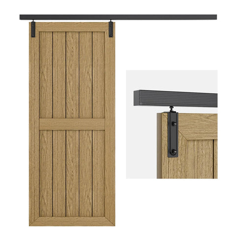 8 Foot Ceiling Mount Box Rail Barn Door Hardware Kit Heavy Duty Steel Sliding Track For Interior And Exterior Doors DIY Friendly Install No Door Included