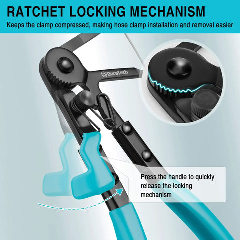 Long Reach Hose Clamp Pliers 27 Inch Flexible Radiator Clamp Tool With Ratchet Locking Mechanisms showing locking feature