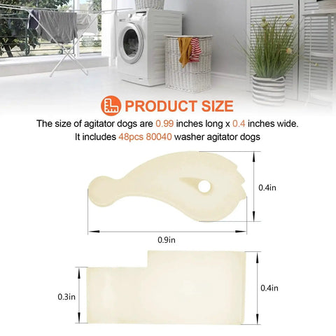Beaquicy 80040 washer agitator dogs kit, 48-pack; beige plastic components with 0.99in x 0.4in dimensions