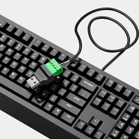 Solderless USB Two Point Zero Connectors DIY Adapter Kit With Plug And Play Screw Terminal Block For USB Cable Type A Converter Pluggable Repair Kit Includes Male And Female Ends For Easy Cable Extension And Quick Fixes on keyboard