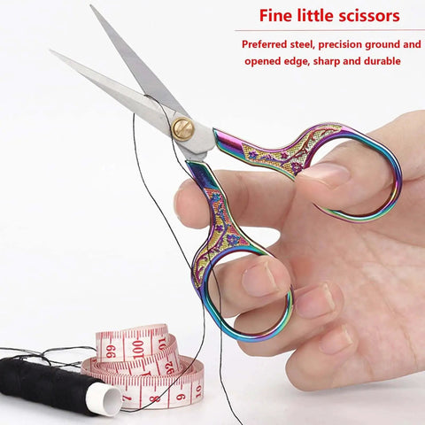 Two Pack Small Embroidery Scissors 5 Inch Craft Snips For Needlework And Sewing, 3CR13 Stainless Steel Blades With Colorful Zinc Alloy Handles