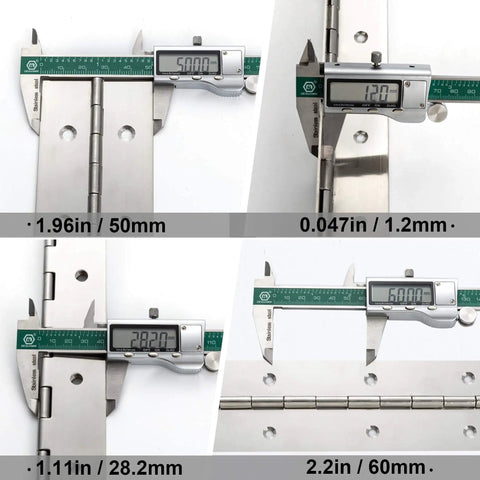 Measuring Tough As Nails Heavy Duty 16 Inch By 2 Inch Piano Hinge 0.047 Inch Thick Stainless Steel Two Pack Continuous Hinge