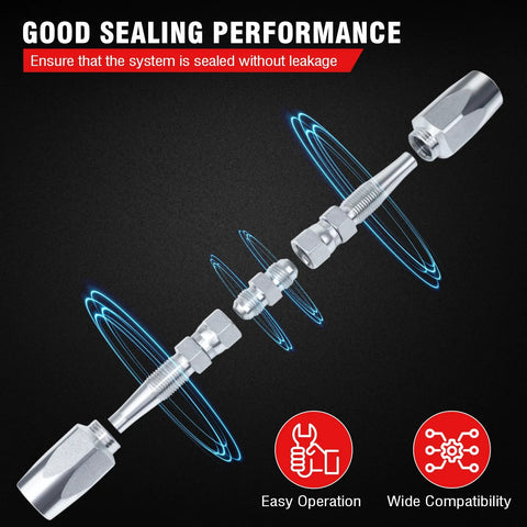 PIKWO 2-pack hydraulic hose field repair kit, 1/4 in ID, reusable, metal fittings, exploded view