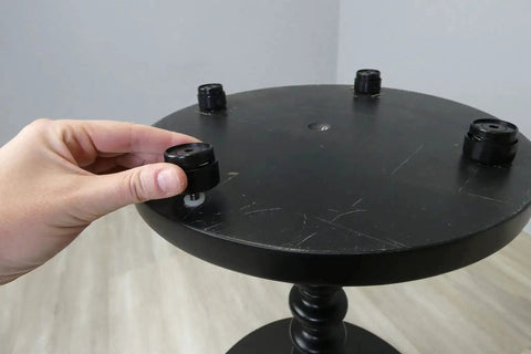 Installing 16 Pack Self Leveling Table Glides With Quarter Inch Threaded Stem And Adjustable Feet And Hardware under table