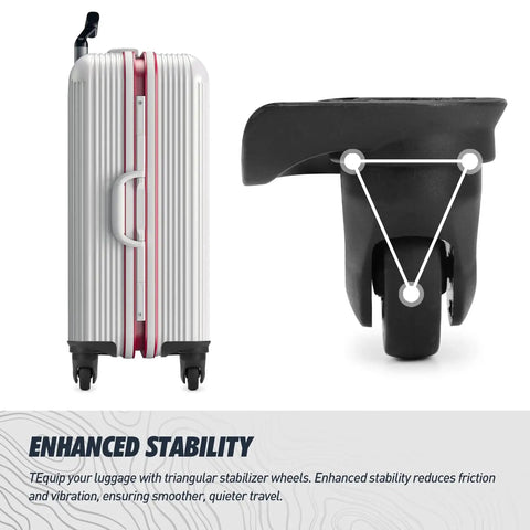 1 Pair Luggage Replacement Swivel Caster Wheels With 360-Degree Rubber Trolley Wheel Kit showcasing stability and suitcase compatibility