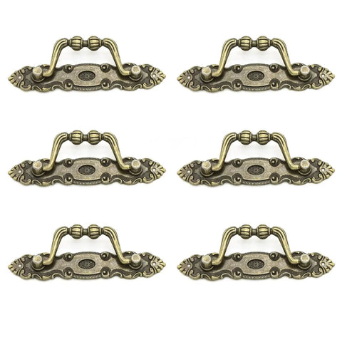 Bronze Drawer Pulls Set of Six 105mm Length Vintage Style Cabinet Handles for Dresser Box Furniture Metal Hardware