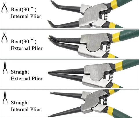 7 Inch Snap Ring Pliers Set 4 Piece Heavy Duty Retaining Ring Pliers Kit for Internal and External Circlips Straight and Bent Jaw Options