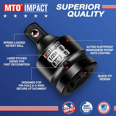 3/4 To 1/2 Inch Impact Socket Adapter Reducer For Quick Tool Swaps And Versatility Chrome Molybdenum Steel Front View