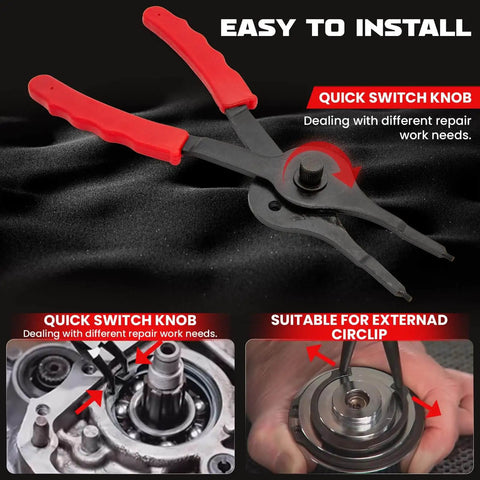 All Purpose Snap Ring Pliers Set For Automobiles, Lawn Mowers, And Farm Equipment With Straight And Bent Pliers, Hook And Pick