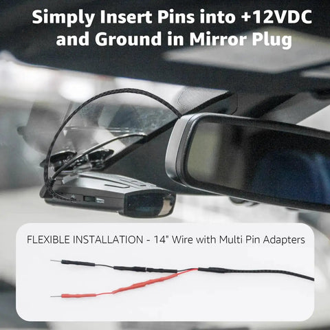 RJ11 Replacement Mirror Wire Power Cord For Uniden Radar Detectors, Quick Charge Car Cable installation with 14-inch harness