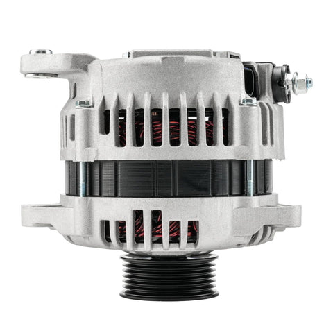 Alternator 13940N 110Amp 12V With S6 Groove Pulley Fits Nissan Altima 2002 2003 2004 2005 2006 3.5L V6 CW Rotation Direct Fit Ready To Install Replacement Part side view