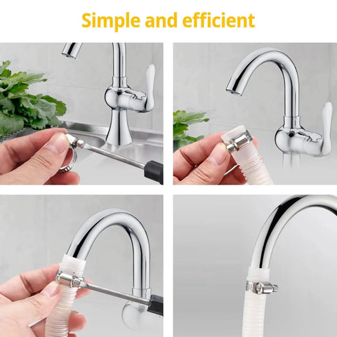 Installing 5 Piece Adjustable Pipe Clamp Set on faucet, showcasing heavy duty stainless steel clamps for home repairs and DIY projects.