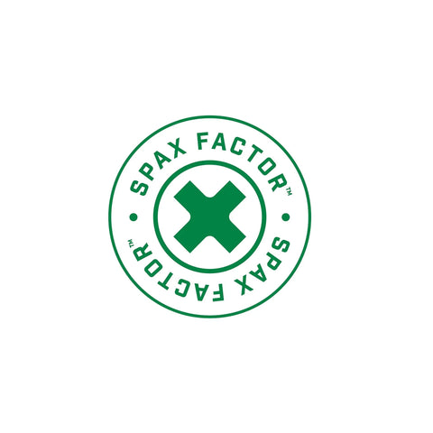 SPAX Factor logo with a green cross inside a circle