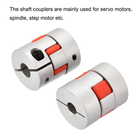Plum Shaped Flexible Shaft Coupling 8mm To 14mm Or 10mm To 14mm Bore Aluminum Alloy Body With Polyurethane Sleeve 30mm Diameter
