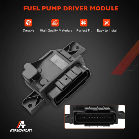 Plug And Play Fuel Pump Control Module Replacement For 2019-2022 GMC Sierra 1500 And Silverado 1500, Plus 2020-2022 Silverado 2500HD-3500HD And Sierra 2500HD-3500HD, OEM Spec, Easy Install, Replaces 13540028 13540026 13531875, front view of black module with socket.