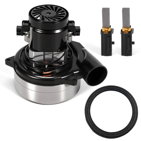VORGENS vacuum blower motor with black housing, silver base, dual blade connectors, intake tube, and rubber O-ring