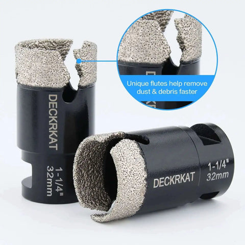 Diamond Core Drill Bit One And A Quarter Inch Vacuum Brazed Hole Saw For Granite Quartz Porcelain Tile, 32mm diameter.