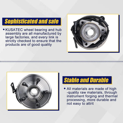 Front Wheel Hub And Bearing Assembly 515078 For Ford Explorer 2006 2010 displayed front and side view with 5 lug ABS