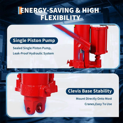 8 Ton Hydraulic Engine Hoist Cylinder With Clevis Base And Air Pump For Lifts showing single piston pump and clevis base stability