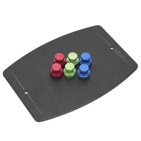 Universal PCB Holder Soldering Fixture with six magnetic pins on a metal platform for phone circuit welding and alignment.