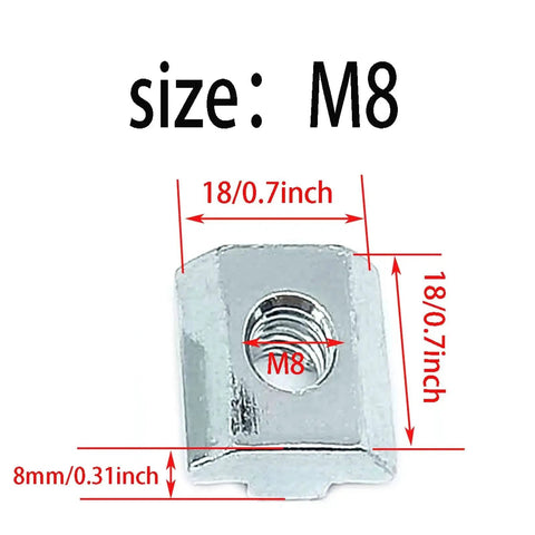 20 Pack T Nuts Sliding Slot Nuts For 40 Series Aluminum Extrusions M8 Threaded Slide Fit 4040 Profiles Durable Zinc Nickel