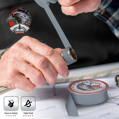 Applying Pro Grade PTFE Thread Seal Tape For Plumbers White Gray Three Quarter Inch By Five Hundred Twenty Inches Pack Of Ten Rolls