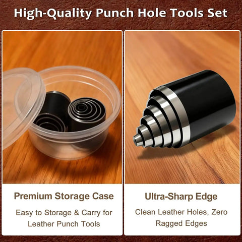 Leather Circle Cutter Tool Set 12 Piece Circle Punch Kit With Pro Grade Calibrated Diameters From 2 mm To 24 mm with storage case and sharp dies