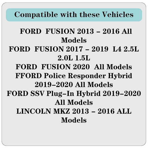 Compatibility chart for Front And Rear Wheel Bearing And Hub Assembly Fits Ford Fusion 2013 2020 And Lincoln MKZ 2013 2016