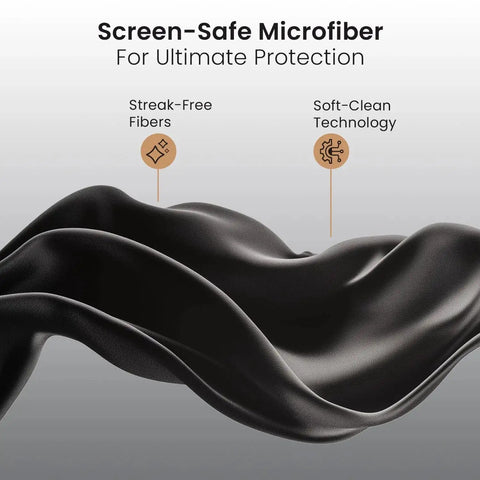 Black microfiber cloths with soft-clean technology for streak-free glasses cleaner spray kit